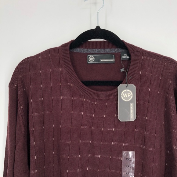 Weatherproof Mens Sweater‎ Size XXL Burgundy Wine Fitted Waist Cuffs Pullover - Picture 2 of 13
